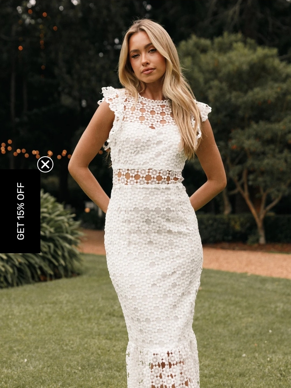 White Crochet Lace Two-Piece Maxi Dress